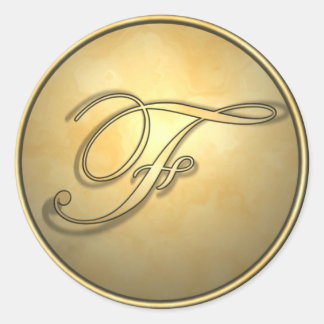 monogram_f classic round sticker