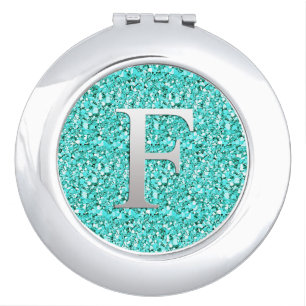 Monogram F druzy crystal - aquamarine Mirror For Makeup