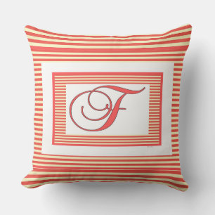 Monogram F Family Crest Initial Outdoor Pillow