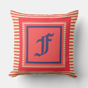 Monogram F Family Crest Initial  Outdoor Pillow