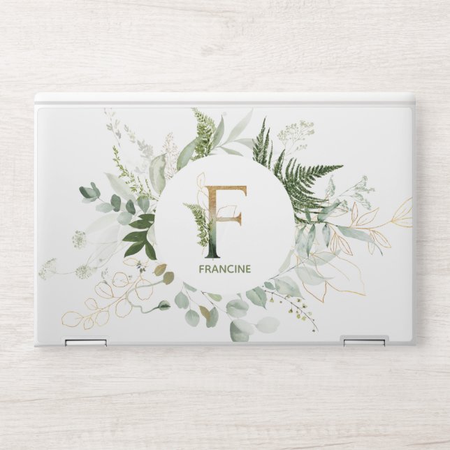 Monogram F Ferns Succulent Wreath HP Laptop Skin (Front)