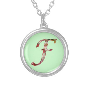 Monogram F Floral Design Necklace