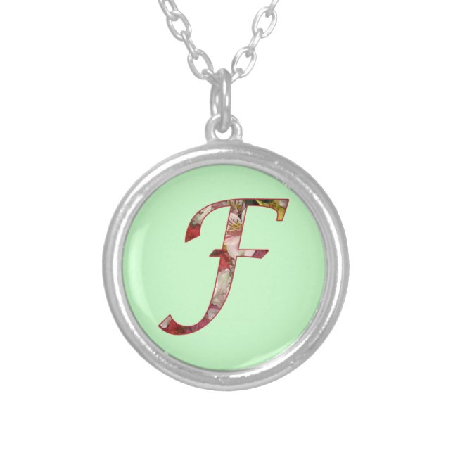 Monogram F Floral Design Necklace (Front)