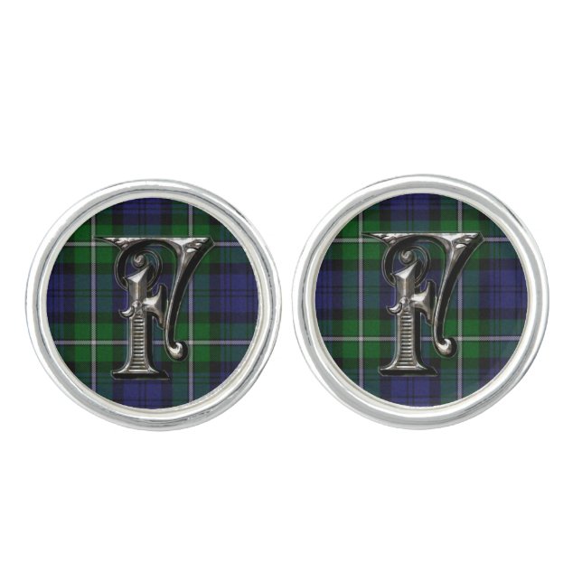 Monogram F Forbes Plaid Cuff Links (Front)