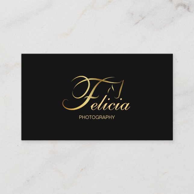 Monogram F Horse in gold color Business Card (Front)