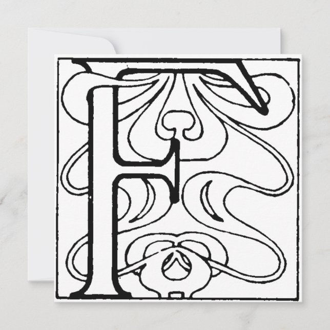 Monogram F Initial Black and White Floral Art Deco (Front)