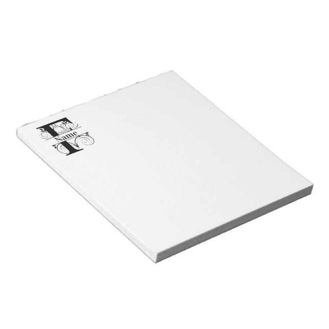 Monogram F Initial Stationary Desk Notepad (Angled)
