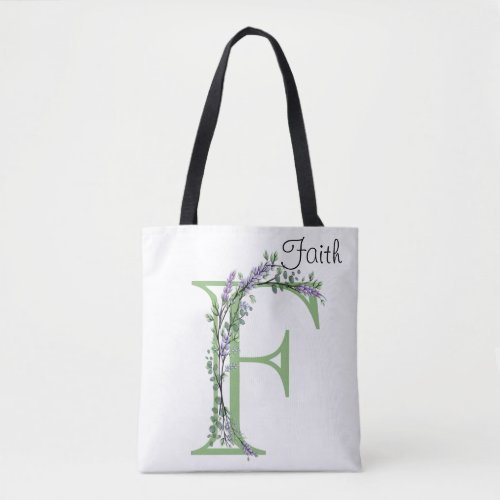 Monogram F Lavender Eucalyptus Tote Bag