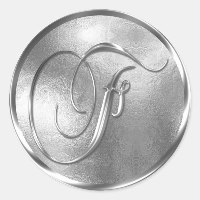Monogram F NONMETALLIC Silver Envelope Seal (Front)