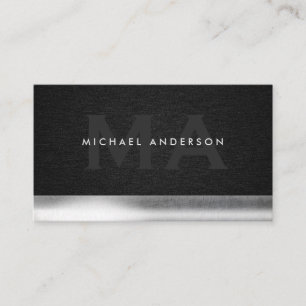 Monogram Fabric Black Metallic Trim Business Card