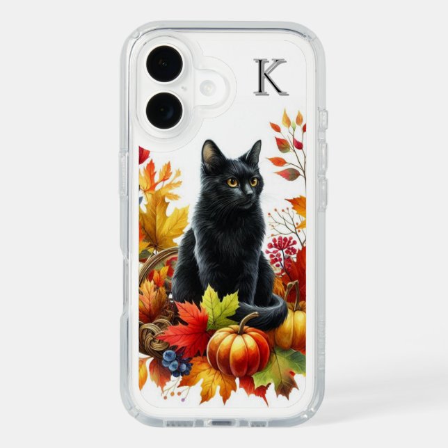 Monogram Fall Season Black Cat  Speck iPhone Case (Front)