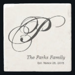 Monogram Family Coaster Set<br><div class="desc">Personalized family monogram coaster set. Include your wedding date and he'll never have an excuse for forgetting your anniversary again!</div>
