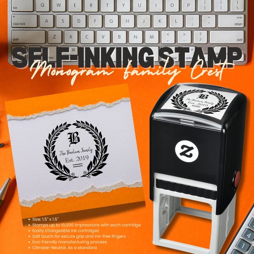 Monogram Family Crest Self_Inking Stamp