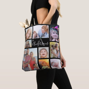 Monogram Family Eight Photo Customized Tote Bag