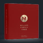 Monogram Family History Red Gold 3 Ring Binder<br><div class="desc">Monogrammed Family History Binder - A monogrammed family history binder to store genealogy documents photos and more. Change the volume and date as needed. A stylish genealogy organizer for your family records or a memorable gift for weddings,  birthdays,  showers and more.</div>