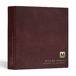 Monogram Family History Red Leather Book Binder