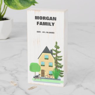 Monogram Family Home with Date/Decorative Wooden Box Sign