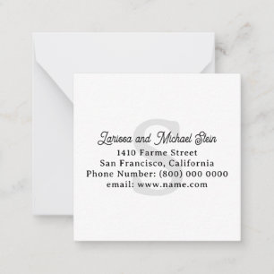 Monogram Family Name Address Note Card