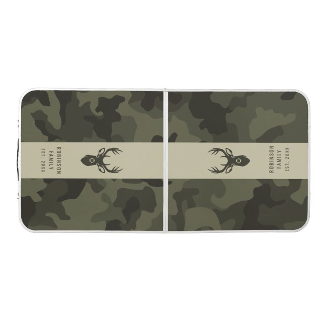 Monogram Family Name Camo Print Beer Pong Table (Top)