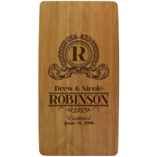 Monogram Family Name Cherry Wood Cutting Board