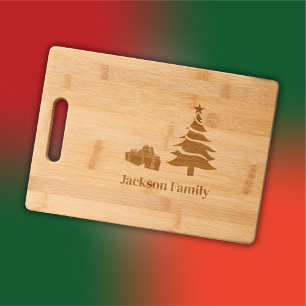 Monogram Family Name Christmas Engraved Cutting Board