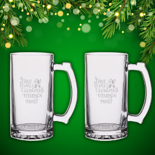 Monogram Family Name Have Sweet Christmas Etched  Stein