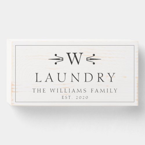 Monogram Family Name Laundry Wooden Box Sign