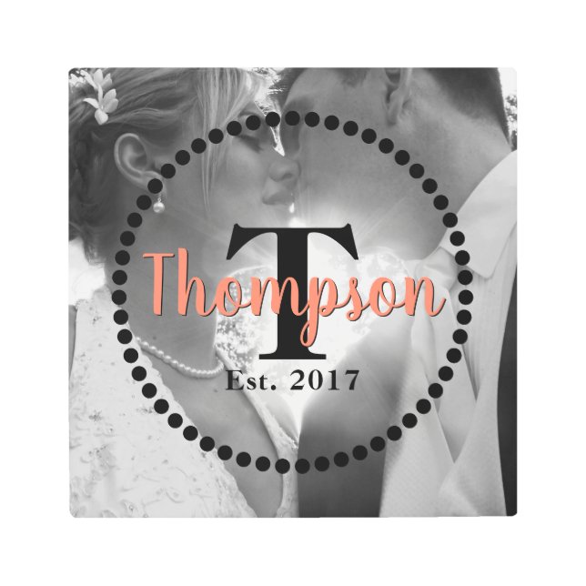 Monogram Family Name Metal Print (Front)