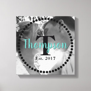 Monogram Family Name Photo Canvas Print