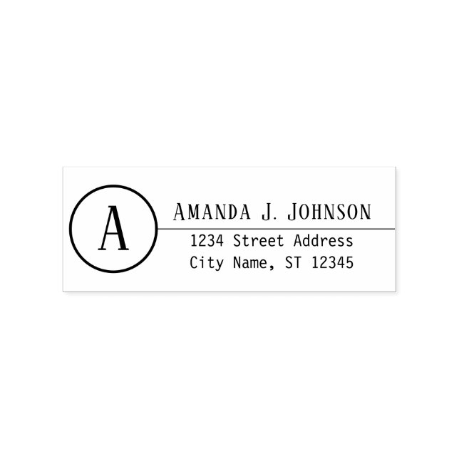 Monogram Family Name RSVP Adress Office Rubber Stamp (Imprint)