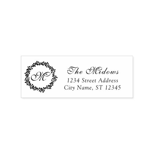 Monogram Family Name RSVP Adress Royal Wreath Lux Rubber Stamp