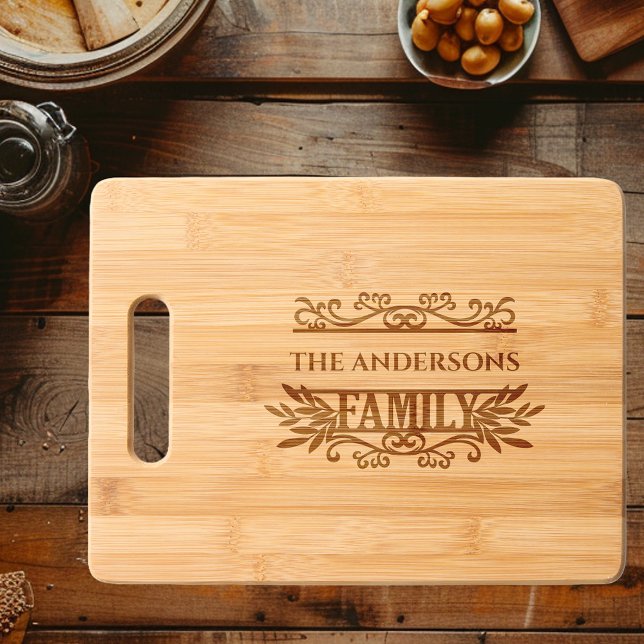 Monogram Family Name Split Frame Engraved Cutting Board (Creator Uploaded)