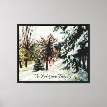 Monogram Family Name Watercolor Winter Nature Snow
