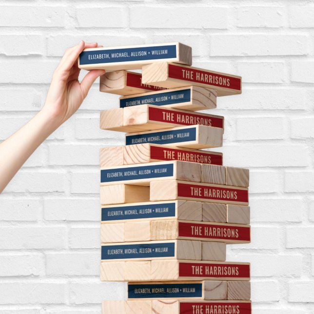 Monogram Family Names Red Blue Topple Tower (Creator Uploaded)