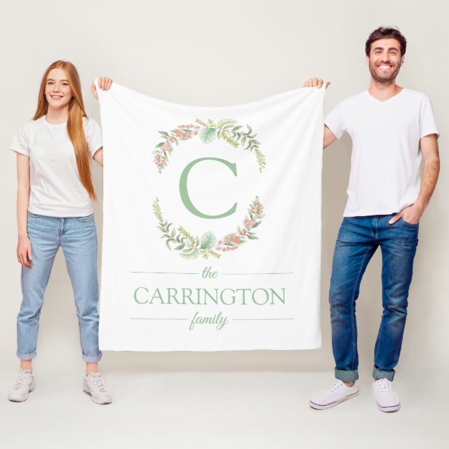 Monogram Family Personalized Name Fleece Blanket (In Situ)