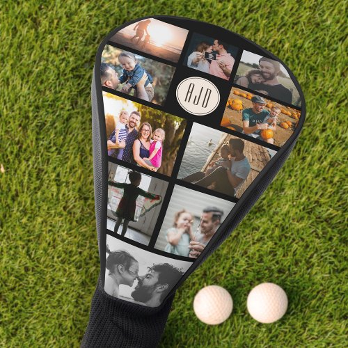 Monogram Family Photo Collage Cool Trendy Sports Golf Head Cover