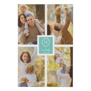 Monogram Family Photo Collage Home Decor Faux Canvas Print