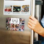 Monogram Family Photo Collage  Magnet<br><div class="desc">Modern monogram photo collage family magnet. Design features trendy monogram ,  your family name and 5 photos. Perfect as a keepsake or a gift.</div>