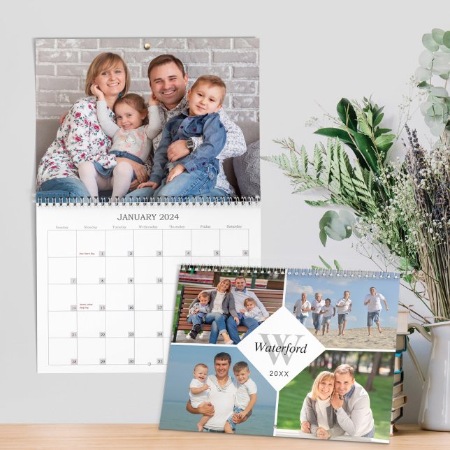 Monogram Family Photos Modern 2026 Calendar (Creator Uploaded)