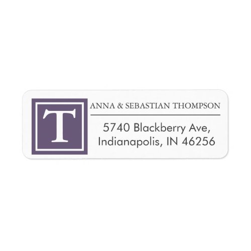 Monogram Family Purple Return Address Label