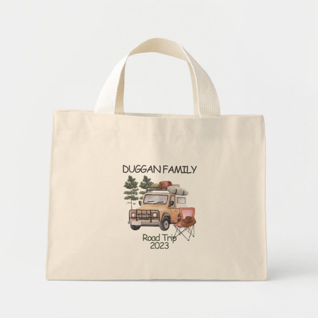 Monogram Family Road Trip Personalized Text Mini Tote Bag (Front)