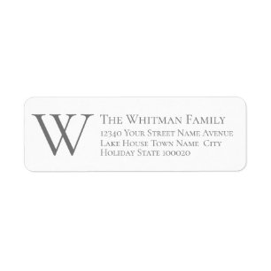 Monogram Family Simple White Return Address Label
