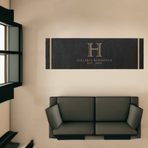 Monogram Family Year Established Black Gold Runner