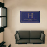 Monogram Family Year Established Navy Blue White Rug<br><div class="desc">minimalist Modern Abstract Contemporary Monogram Family Year Established Navy Blue White  Doom Room College Room Black White Area Rug Entrance way Entry Way Family Year Established Custom Entryway Rug Housewarming Gifts Newlywed gifts couples family reunions gifts</div>