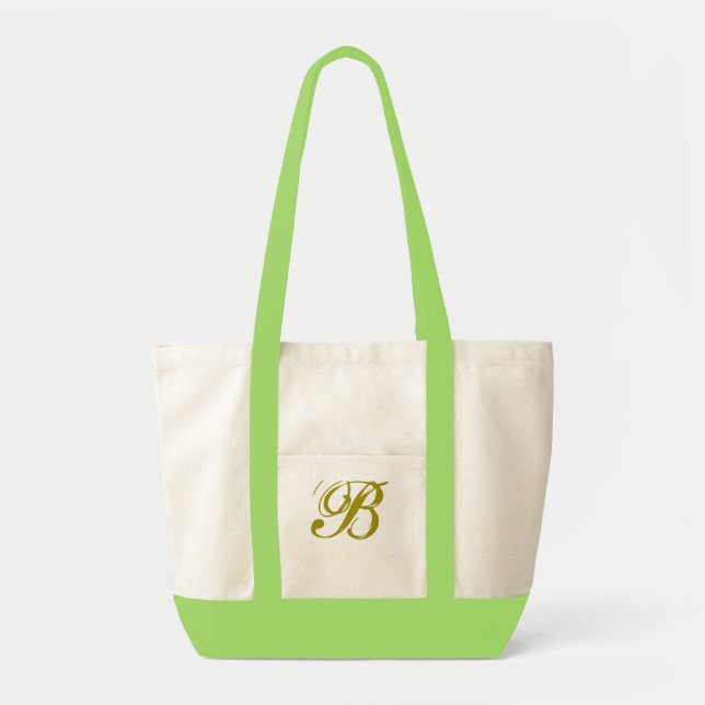 Monogram fancy two tone tote. Customize Monogram Tote Bag (Front)