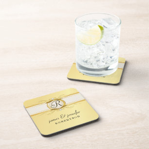 Monogram Fancy Vintage Gold Coaster Set