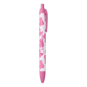 Monogram Farm Animal Pink Cow Print Pen