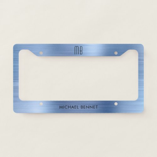 Monogram Faux Brushed Metallic License Plate Frame