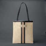 Monogram Faux Burlap Jute  Tote Bag<br><div class="desc">This rustic tote bag design features faux burlap texture with a bold stripe in the center. It also has a place for an elegant monogram at the top for personalization. You can easily customize the font style and the font color of this tote bag by clicking on the "Edit Design"...</div>