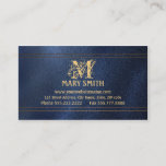 Monogram &amp; Faux Denim Boutique Business Card